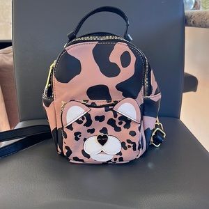 Betsy Johnson Cat Face Leopard Mini Backpack